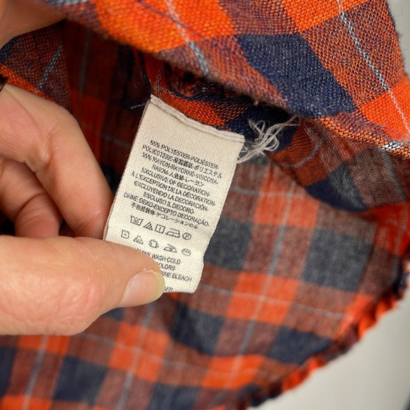 Free People orange and navy plaid button shirt M - Picture 5 of 9